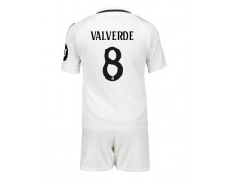 Real Madrid Federico Valverde #8 Hemmakläder Barn 2024-25 Kortärmad (+ Korta byxor)